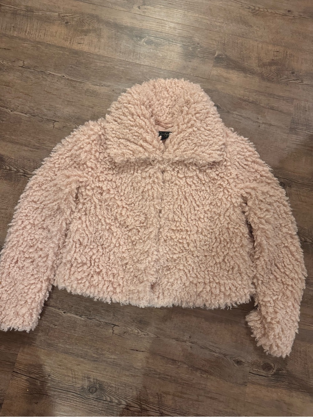 Jessica Simpson Faux Fur Teddy Jacket in Blush